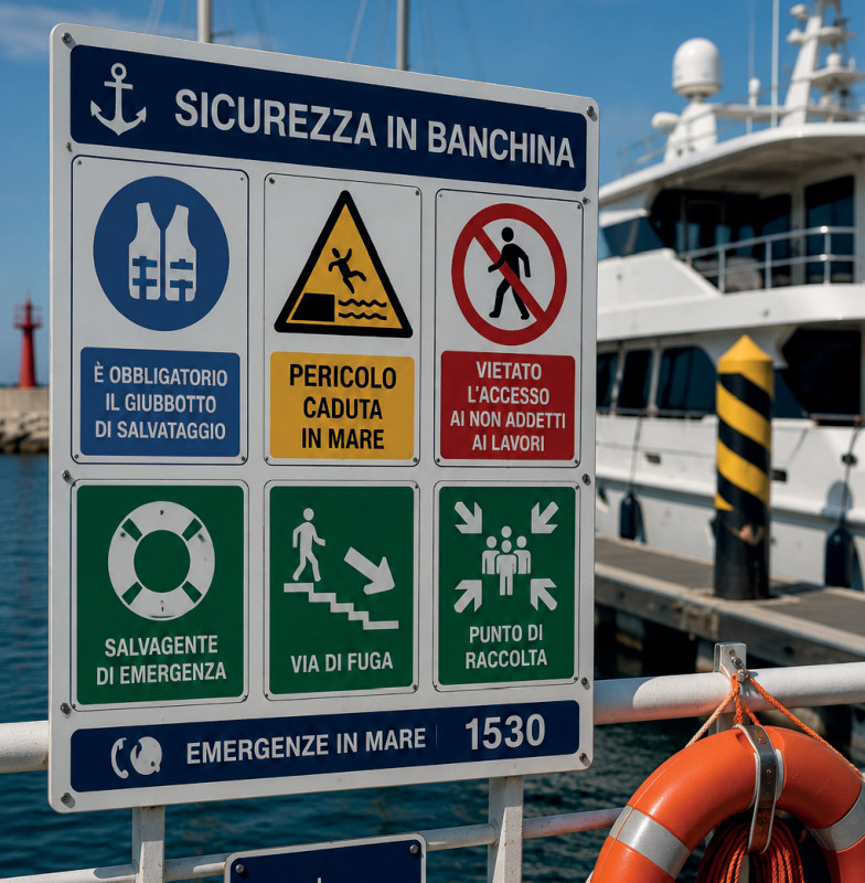 Segnaletica di sicurezza in banchina